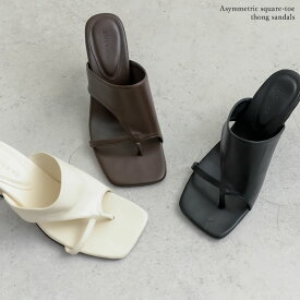 【全品MAX20%OFFクーポン】S-3Lサイズ [大きいサイズ有]アシンメトリースクエアトゥトングサンダル レディース 春 夏 リエディ シューズ サンダル ヒール スクエアトゥ トングサンダル ヒールサンダル 大きいサイズ有 春夏 スクエアトゥ