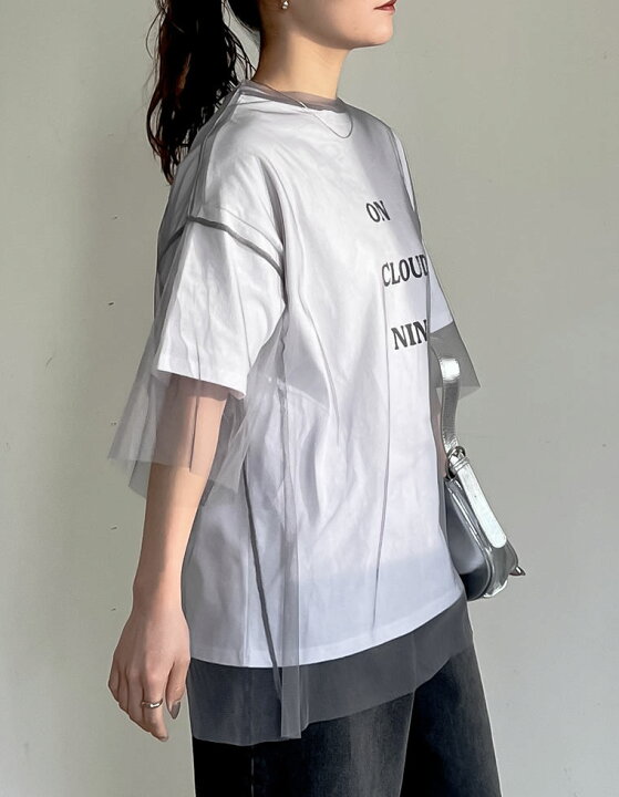 楽天市場】フリーサイズ [2点セット]ロゴTシャツ×チュールTシャツ 