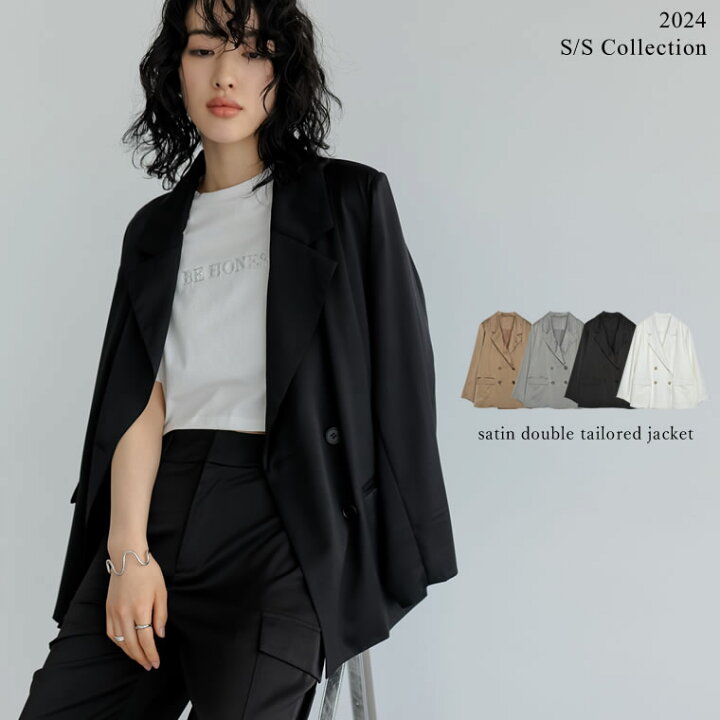 楽天市場】【特別価格】M/Lサイズサテンダブルテーラードジャケット  