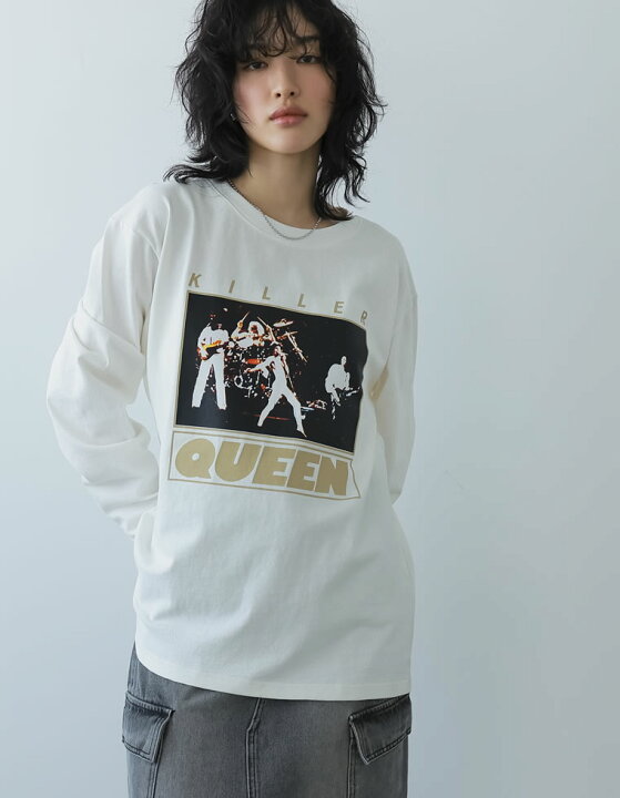 楽天市場】M/Lサイズ QUEENオーバーサイズピグメントバンドロックロンT 