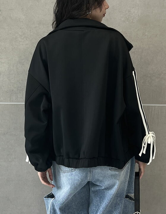 楽天市場】M/Lサイズ ストレッチポンチサイドラインリボンブルゾン 