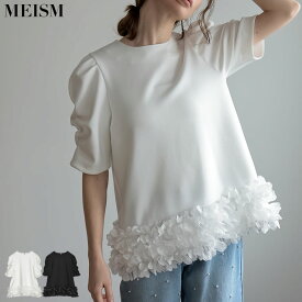 【TIME SALE】≪4月5日待望の再販≫M/Lサイズ [2024SS COLLECTION][MEISM by Re:EDIT]フラワーモチーフパワショルチュニックトップス レディース 春 夏 / トップス レディース チュニック セレモニー