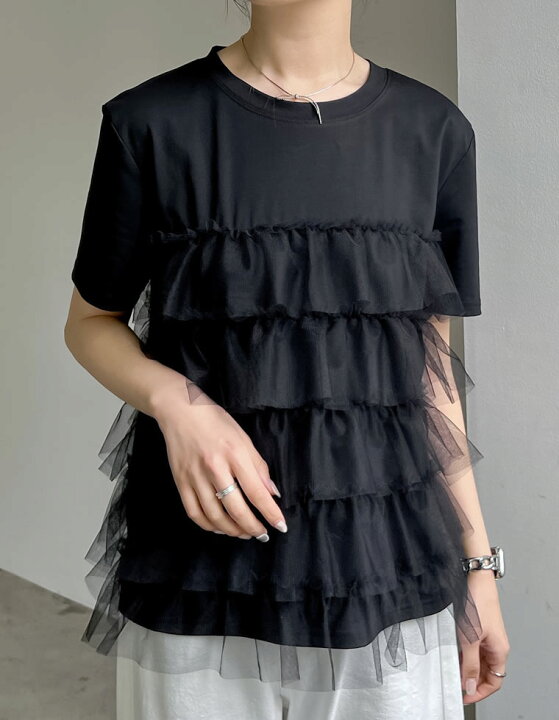 楽天市場】【OUTLET】チュールティアードドッキングTシャツ レディース 