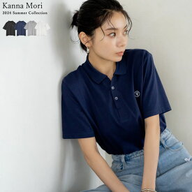 【1週間限定！20%OFFクーポンご利用で2,998円】M/Lサイズ [2024 SUMMER COLLECTION][森カンナさん着用]ワンポイント刺繍ロゴポロトップス レディース 春 夏 / トップス Tシャツ 半袖 ポロシャツ