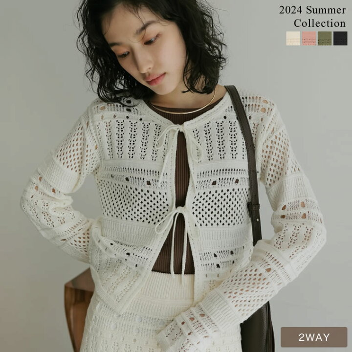 楽天市場】M/Lサイズ [前後2WAY］かぎ針ニットリボントップス  