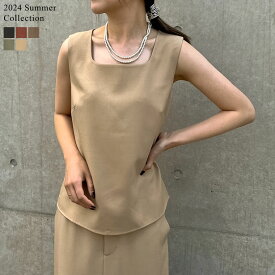 【全品MAX20%OFFクーポン】M/Lサイズ リネンライクスクエアネックタンクトップ トップス タンクトップ スクエアネック インナー セットアップ対応 コンパクト コンパクトトップス ビエラ風 リネンライク[mb]