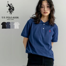【SUMMER FAIR】[U.S. POLO ASSN.][別注]鹿の子刺繍ポロシャツ レディース 春 夏 リエディ/ トップス Tシャツ カットソー ポロシャツ コットン 綿 春 夏 半袖 刺繍 ワンポイント スポーツミックス コンパクト丈