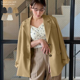 【限定！30%OFFクーポンで4899円】ストレッチミックスツイルシングルテーラードジャケット レディース 夏 リエディ/ ジャケット アウター テーラードジャケット オケージョン セレモニー 通勤 オフィスカジュアル セットアップ 長袖 羽織り