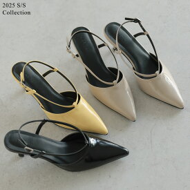 【SPECIAL FAIR】[大きいサイズ有]サイドラインストラップデザインミュール レディース 春 夏 リエディ シューズ パンプス ミュール 靴 バックストラップ ポインテッドトゥ カラーパンプス オケージョン[June Bride]