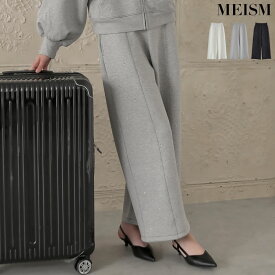【全品MAX20%OFFクーポンで4,799円】[MEISM by Re:EDIT][低身長/高身長サイズ有]ダンボールラインストーンセミワイドパンツ レディース 秋冬パンツ スウェット セットアップ対応 リラックスコーデ 低身長 高身長 ラインストーン セミワイド [先行予約受注]