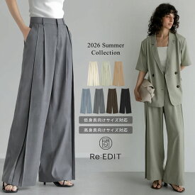 【先行予約会！15%OFFクーポンで5,099円】≪4月15日発売≫SC-Lサイズ [2026 SUMMER PRE ORDER][低身長/高身長サイズ有]リネンライクプリーツタックワイドパンツ レディース パンツ スラックス ワイド セットアップ対応 通勤 体型カバー オフィス [先行予約受注]