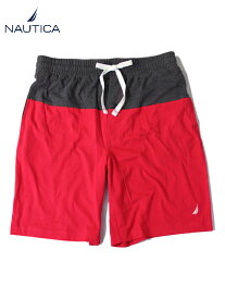 【USモデル】NAUTICA ノーティカ スウェット 2トーン ショーツ チャコール レッド COTTON SWEAT SHORTS chakoal/red