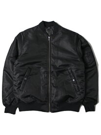 エムエーワン フライトジャケット ボンバージャケット ミリタリー サテン 黒 ブラック リブ 中綿 MA1 MA-1 FLIGHT JACKET black