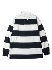 【インポート】AS COLOUR MENS RUGBY STRIPE JERSEY LONGSLEEVE BORDER RUGGER SHIRT white/navy エーエス カラー メンズ ラグビー ストライプ ジャージ ボーダー ラガー 長袖シャツ ホワイト ネイビー アズカラー