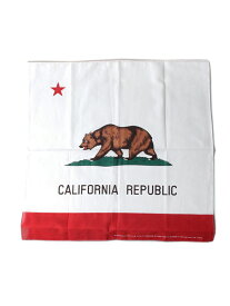 【メール便対応 2点まで】【US買い付け正規品】KAISER Flag of California SCARF BANDANA white red スカーフ バンダナ コットン カルフォルニア 州旗