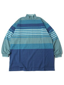 �yDEAD STOCK�zColumbiaknit Thatcher & Cross Mock Neck Rugby SHIRTS Grass blue/Dk Teal �R�����r�A�j�b�g ���b�N�l�b�N ���K�[�V���c �f�b�h�X�g�b�N