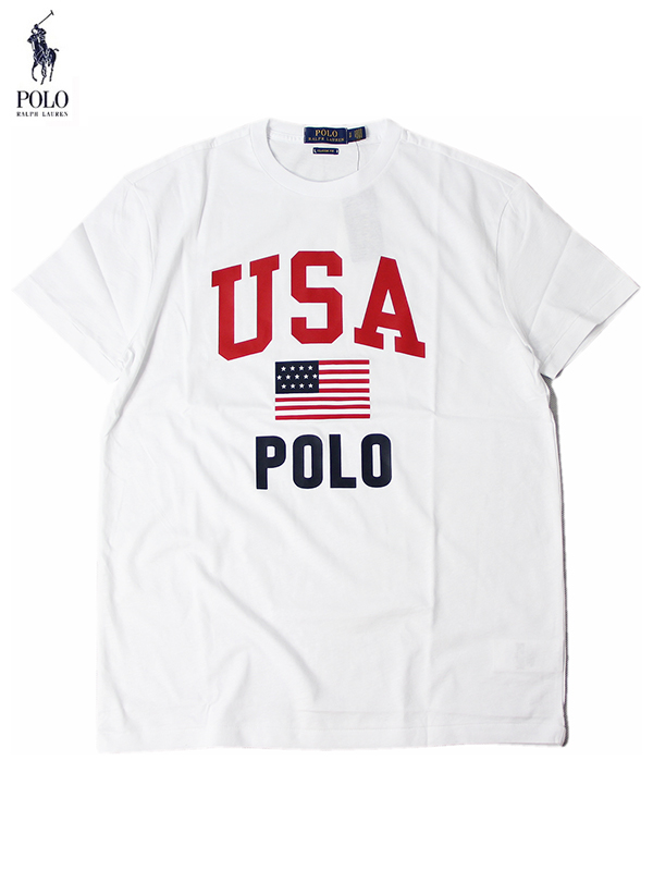 【インポート正規品】POLO Ralph Lauren ポロ ラルフローレン 星条旗 ロゴ 半袖Tシャツ ホワイト USA FLAG LOGO S/S  TEE white | game clothing