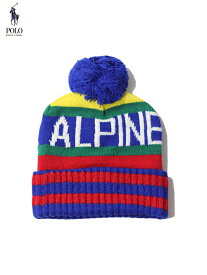 【インポート】POLO Ralph Lauren ALPINE POMPOM KNIT CAP blue ポロ ラルフローレン ポンポン カフビーニー ニットキャップ 帽子 ニット帽
