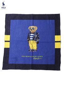 【メール便対応商品 2点まで】【インポート正規品】POLO Ralph Lauren 424 RIDING POLO BEAR SCARF royal/yellow ポロ ラルフローレン ポロベアー スカーフ ハンカチ バンダナ ネイビー