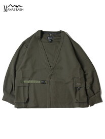 MANASTASH ST. HELENS AUTUMN HANTEN JACKET olive 75 マナスタッシュ ハンテン 半纏 ノーカラー ジャケット オリーブグリーン