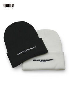 game clothing ORIGINAL SPEED LOGO CUFF BEANIE KNIT CAP black / white �Q�[���N���[�W���O �r�[�j�[ �j�b�g�L���b�v �X�q �u���b�N �z���C�g