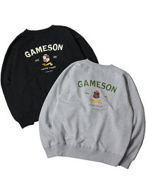 "GAMESON" game clothing ORIGINAL CREWNECK SWEAT gray/black ゲームクロージング ヘビーウェイト クルーネック スウェット グレー/ ブラック