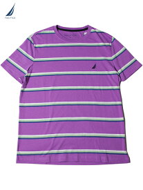 【インポート】NAUTICA BORDER SHORT SLEEVE TEE purple ノーティカ ボーダーロゴ Tシャツ パープル