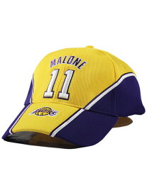 【インポート】NBA 6PANEL CAP "LOS ANGELS LAKERS #11 KARL MALONE" yellow/purple デッドストック 6パネルキャップ エヌビーエー ロサンゼルス レイカーズ ＃11 カール マローン イエロー パープル