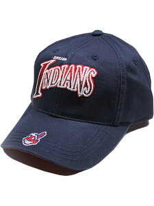 �y�C���|�[�g/�f�b�h�X�g�b�N�zDEADSTOCK CLEVELAND INDIANS INDIANS TEXT LOGO 6 PANEL ADJUSTABLE CAP navy �N���[�u�����h �C���f�B�A���Y �A�W���X�^�u�� �L���b�v �l�C�r�[