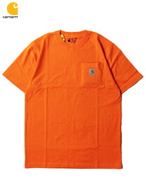 【インポート】Carhartt LOOSE FIT HEAVYWEIGHT 6.75oz SHORT SLEEVE POCKET T-SHIRTS Tee brite orange カーハート 6.75オンス ショートスリーブ ポケットTシャツ K87 ネオンカラー オレンジ