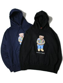 BUSH CLAN BIGGIE BEAR HOODIE navy / black ブッシュクラン ファンクベアー プルオーバーフーディー ネイビー ブラック