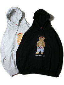 BUSH CLAN 2PAC BEAR HOODIE ash gray / black ブッシュクラン ファンクベアー プルオーバーフーディー アッシュグレー ブラック