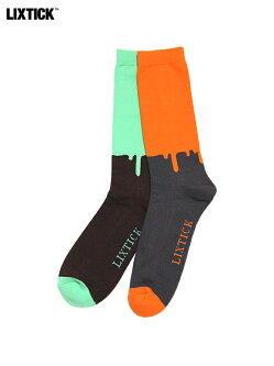 LIXTICKDRIPSOCKS2PACK-HI(5TH)mint/brown.orange/darkgrayリックスティックドリップソックスロング2足組23-28cm