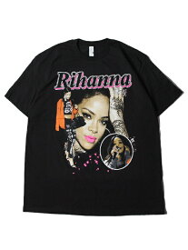 【インポート】RIHANNA PINK S/S Tee black リアーナ フォト Tシャツ ブラック Threads on demand