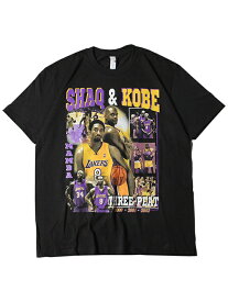 【インポート】SHAQ O'NEAL & KOBE BRYANT THREE PEAT TEE black シャキール オニール コービー ブライアント フォト Tシャツ ブラック Threads on demand