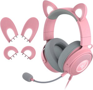 [�V�i/���J��] Razer Kraken Kitty V2 Pro Quartz �s���N �L�� �Q�[�~���O�w�b�h�Z�b�g �l�R��