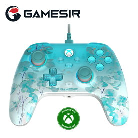 GameSir T7 Pro Floral USB有線接続 ゲーミングコントローラー Xbox公式ライセンス取得品 Xbox Windows対応 USB Type-C to Type-A 振動 割り当て 3.5mmオーディオジャック ジャイロなし メーカー保証1年+公式ショップ限定3ヵ月延長保証
