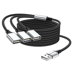 MOGOOD USB�����P�[�u�� USB�d�������1�I�X3���XUSB 2.0�A�_�v�^1-3 USB�����USB�g���P�[�u��USB�}���`�|�[�g�[�d/�f�[�^�]��/�m�[�g�p�\�R��/Mac