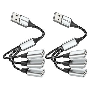 MOGOOD USB�����P�[�u�� 3-in-1USB�X�v���b�^ USB�d������� 1�I�X3���XUSB 2.0�A�_�v�^ USB�g���P�[�u�� USB�}���`�|�[�g�[�d/�f�[�^�](2�p�b�P�[�W)