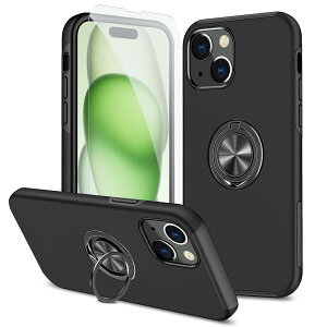 JSCOMYAP i Phone 15 �P�[�X�p, �A�C�t�H��15 �X�}�z�P�[�X + ?�� �K���X �t�B���� �����O�t�� �X�^���h�@�\ �g�уP�[�X �ϏՌ� �Ռ� �X�}�z�J�o�[ Case Cover �A�C�z�� ��phone15 ��p�ق�15 �����ق�15 �w