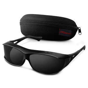 TINHAO �I�[�o�[�T���O���X �����Y�Ȃ��� �Ό��T���O���X ���K�l�̏ォ�炩������ UV400 �T�C�N�����O �h���C�u �ނ� �����j���O �싅 �u���b�N (�u���b�N)