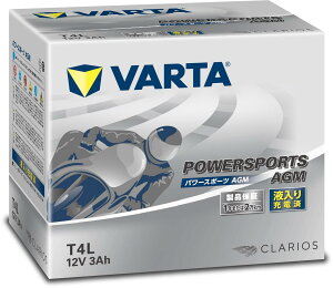 �o���^ VARTA Powersports AGM T4L �o�C�N�p�o�b�e���[ ���^/�t����[�d��/YT4L-BS�݊�