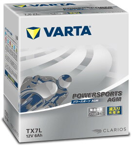 �o���^ VARTA Powersports AGM TX7L �o�C�N�p�o�b�e���[ ���^/�t����[�d��/YTX7L-BS�݊�