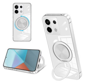 Xiaomi Redmi Note 13 Pro 5G/ Xiaomi Poco X6 5G �P�[�X �N���A �V���R�� MagSafe�Ή� �����O�t�� 360°��]�X�^���h �c�����Ή� �A�W���X�^�u���X�^���h �}�b�g�d�グ �ϏՌ� �X�}�z �P�[�X �V���I�~ Redmi Note