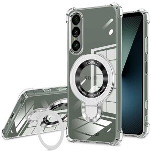 Sony Xperia1VII �P�[�X �N���A �V���R�� MagSafe�Ή� �����O�t�� 360°��]�X�^���h �c�����Ή� �A�W���X�^�u���X�^���h �}�b�g�d�グ �ϏՌ� ���� TPU ���^�y�� �X�g���b�v�z�[���t�� Sony Xperia1VII ��