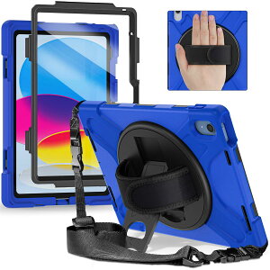 SIBEITU iPad 11����/10���� 10.9�C���`�p�P�[�X 2022/2025�N���f�� (A2696 A2757 A2777)�A10.9�C���`�X�N�� �[���v���e�N�^�[�t���A�n���h/�V�����_�[�X�g���b�v�ƃL�b�N�X�^���h�t���A�h�o�A�ϋv������