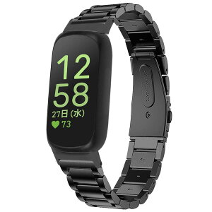 For Fitbit Inspire 3�p �����o���h �x���g �X�e�����X�| ������ Inspire 3 ��p�݌v �ւ��x���g �r�W�l�X�� �ȒP���t�� �H��t�� (�u���b�N)