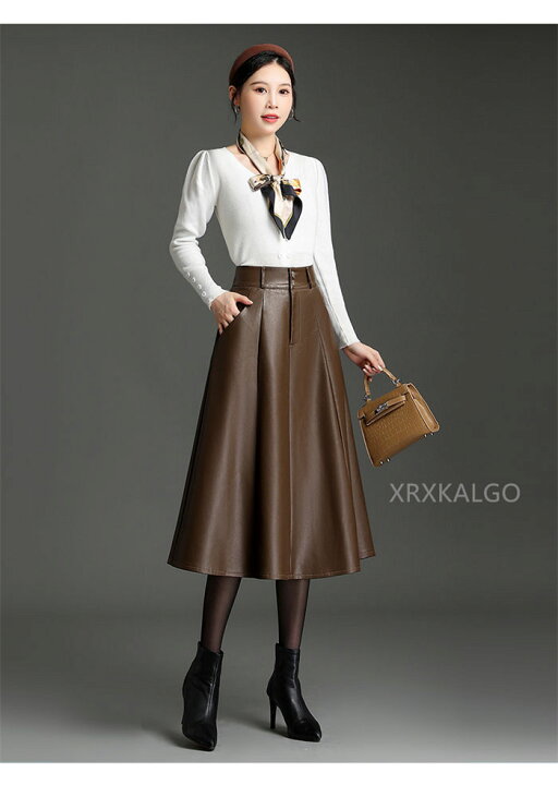 楽天市場】レザー フレアスカート スカート ロング レディース レザー  