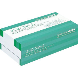 ★[ペーパータオル]（株）EBS エリエール エルフォーレ ペーパータオルダブル 200組（中判） 30パック入 623043 1CS（12000枚入）【328-1655】【代引不可商品】