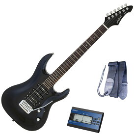 【セイコーチューナー＆教則セット】AriaProII エレキギター MAC-STD MBK＋SAT10L＋ギターストラップ＋教則DVD